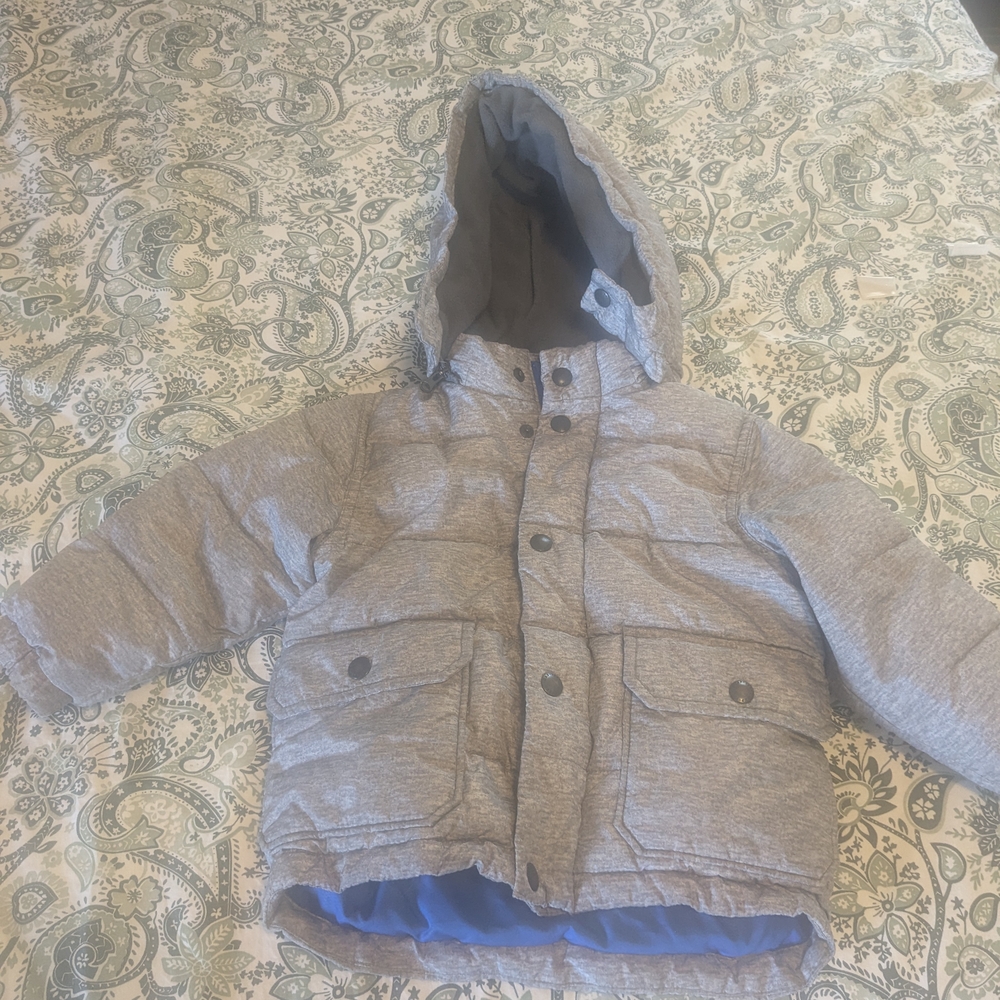 Gray Hooded Puffer Jacket